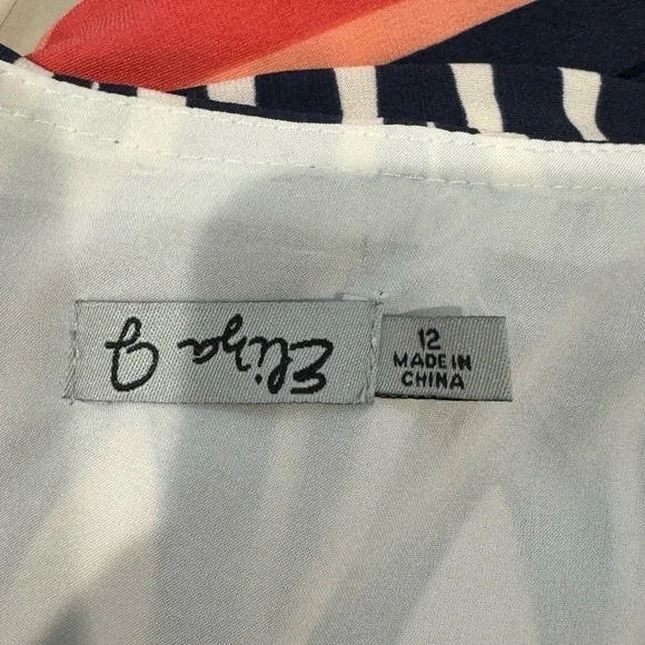 Eliza J Blue & Pink Shift A-Line Midi Dress (Size 12) - Picture 7 of 8